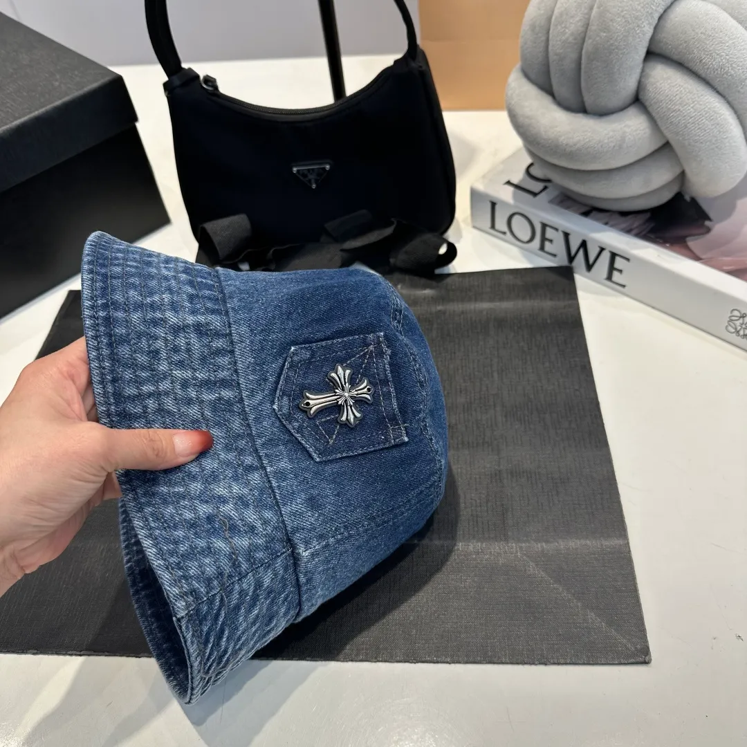 P70 Croxin spring and summer new denim fisherman hat, retro old street style, washed and torn edges, perfect for taking photos👑